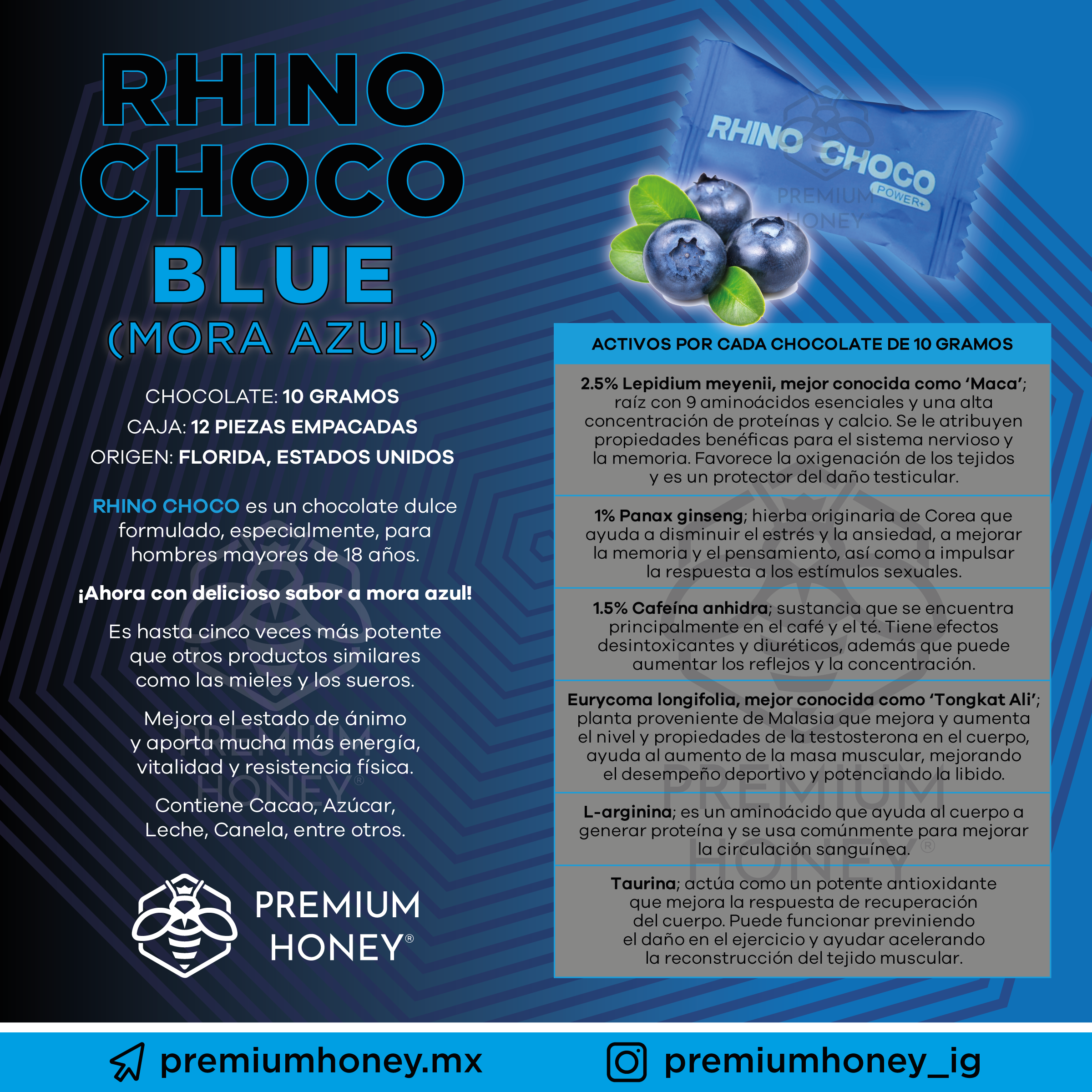 Rhino Choco Blue (Chocolate con Sabor a Mora Azul)