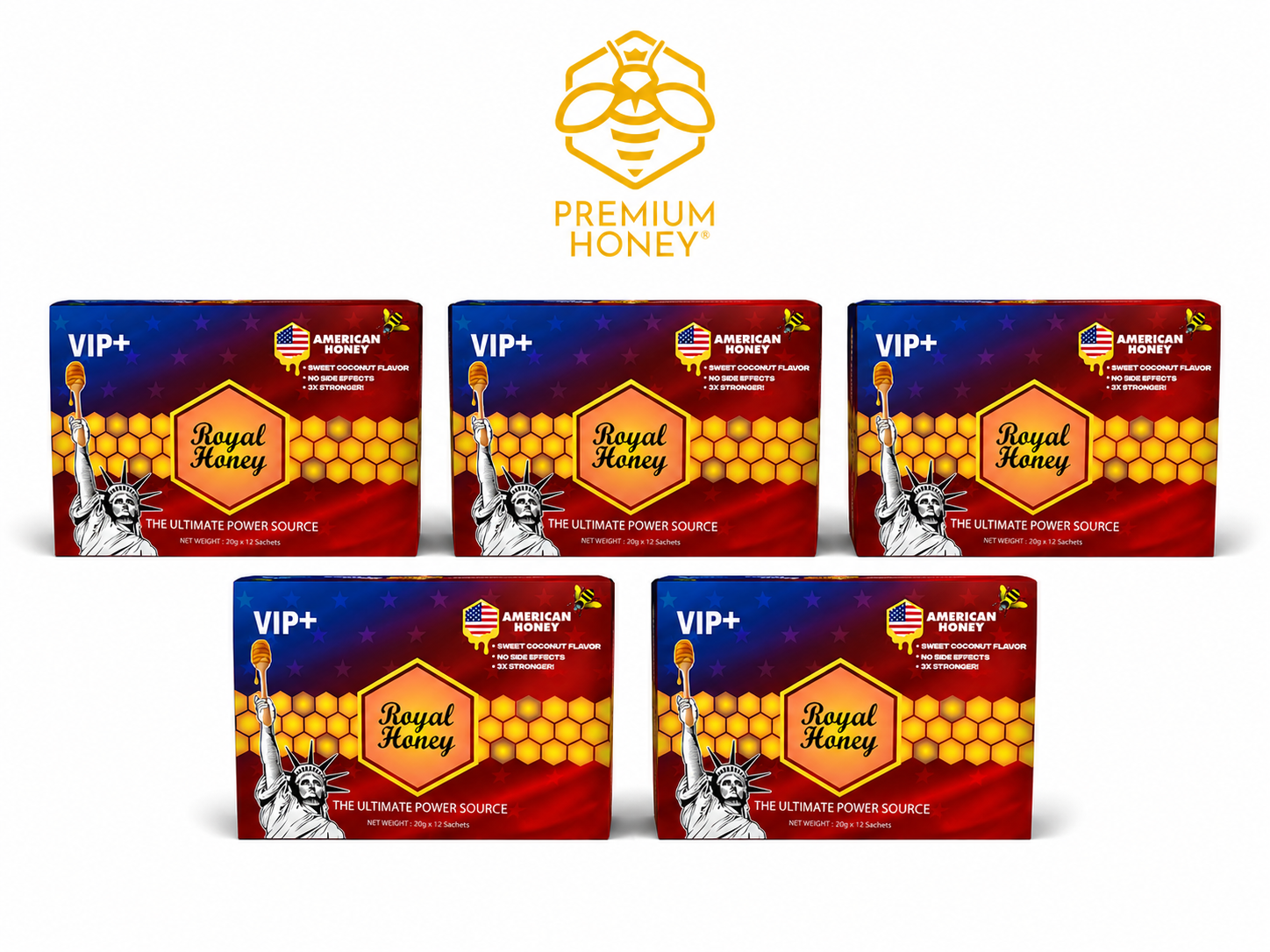 5 Cajas de Royal Honey Vip American Coco